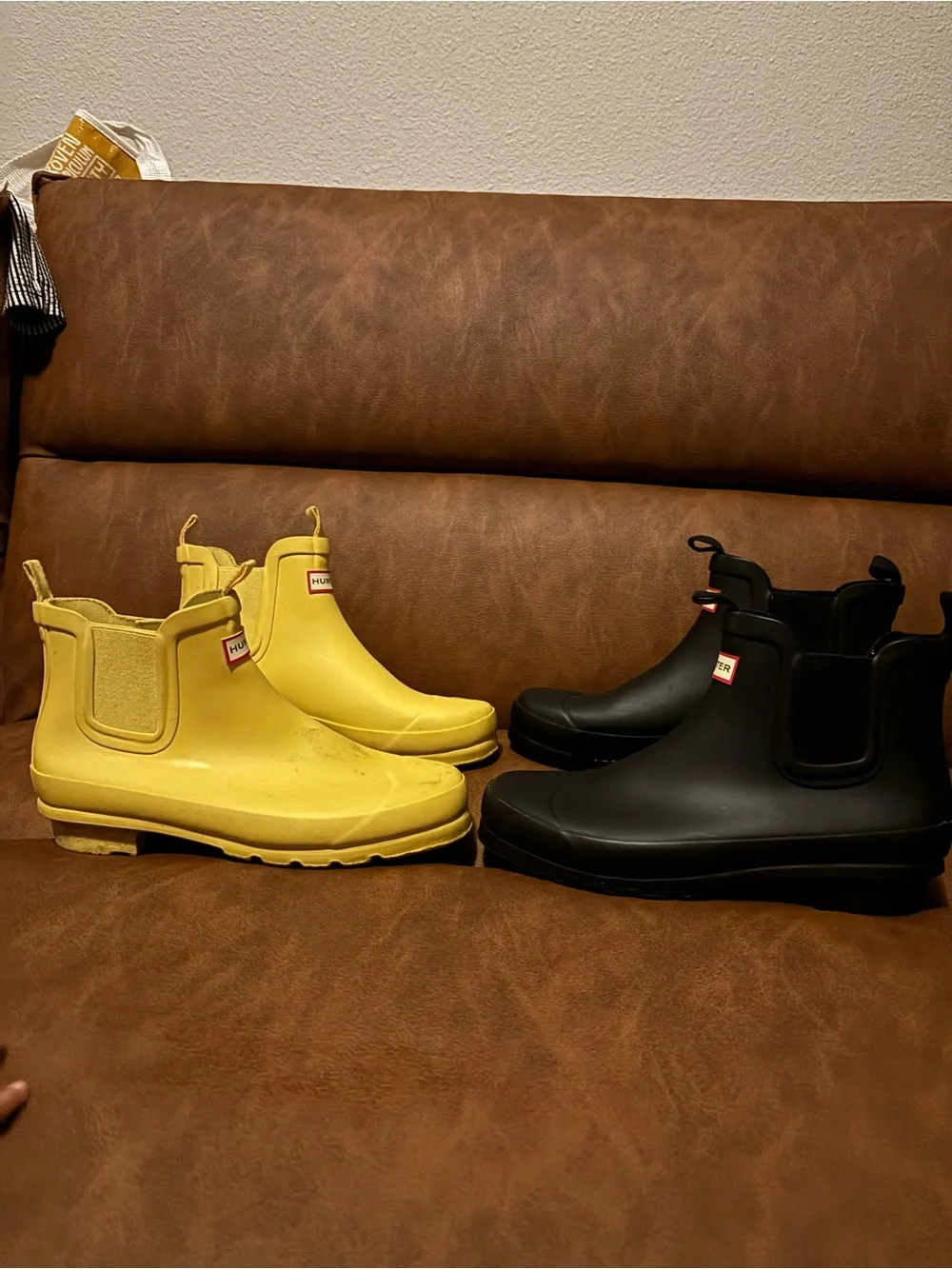 Hunter Women’s Chelsea Rain Boots in Yellow and Black